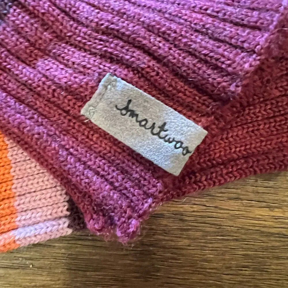Smartwool Scarf Sport Stripe Black Approximately 70” x 5” winter pink green wool
